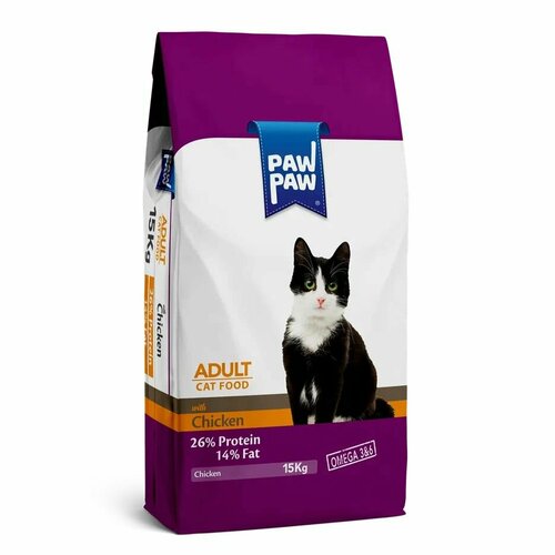 Pawpaw сухой корм для кошек Adult Cat Food with Chicken, 15 кг