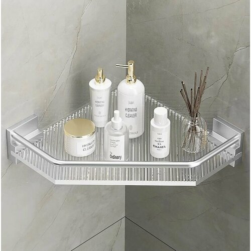 Полка угловая стильный дизайн искусственное стекло алюминий 999₽