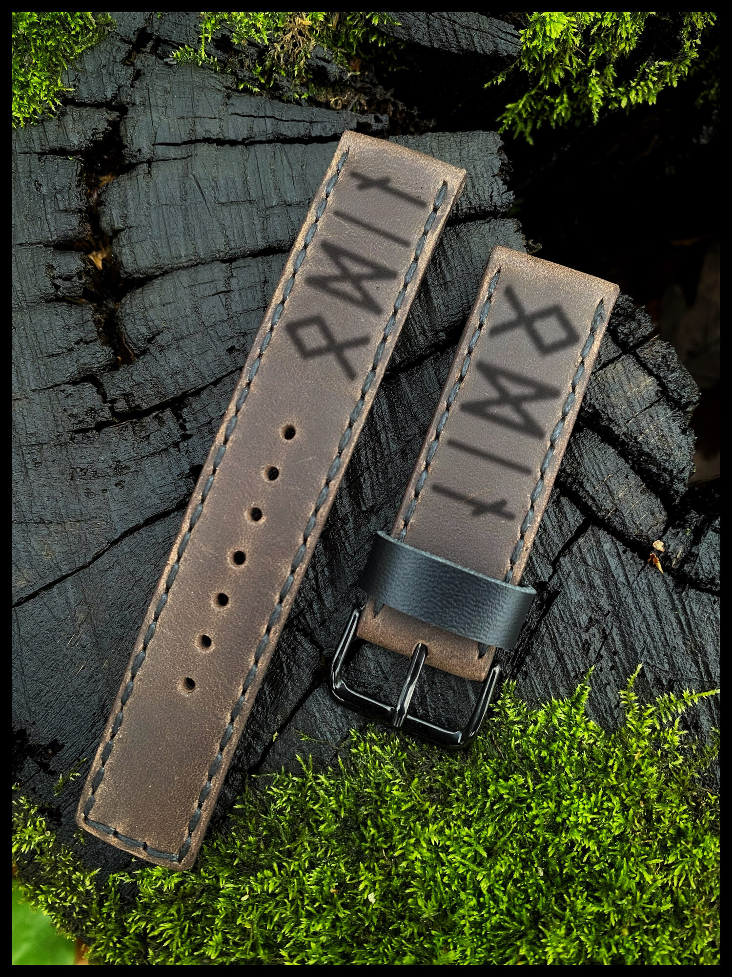 Ремешок из натуральной кожи для часов Samsung 22 мм руны ODIN / 170-200 мм / темно-коричневый