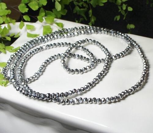 Бусы Fashion jewelry Бусы из стекляруса 50 см, длина 50 см, серебряный