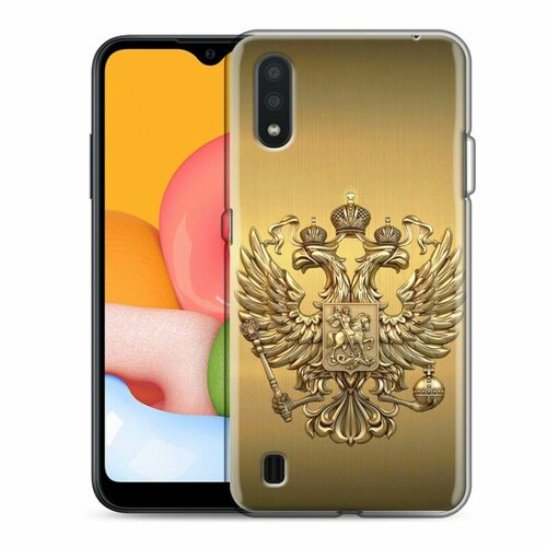 Дизайнерский силиконовый чехол для Samsung Galaxy M01 Флаг и герб России дизайнерский силиконовый чехол для samsung galaxy a52 флаг и герб россии