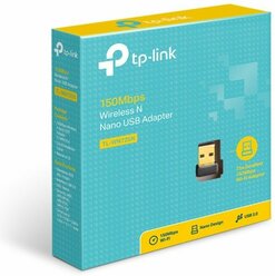 USB-адаптер беспроводной TP-Link TL-WN725N скорость до 150 Мбит/с с антенной черный