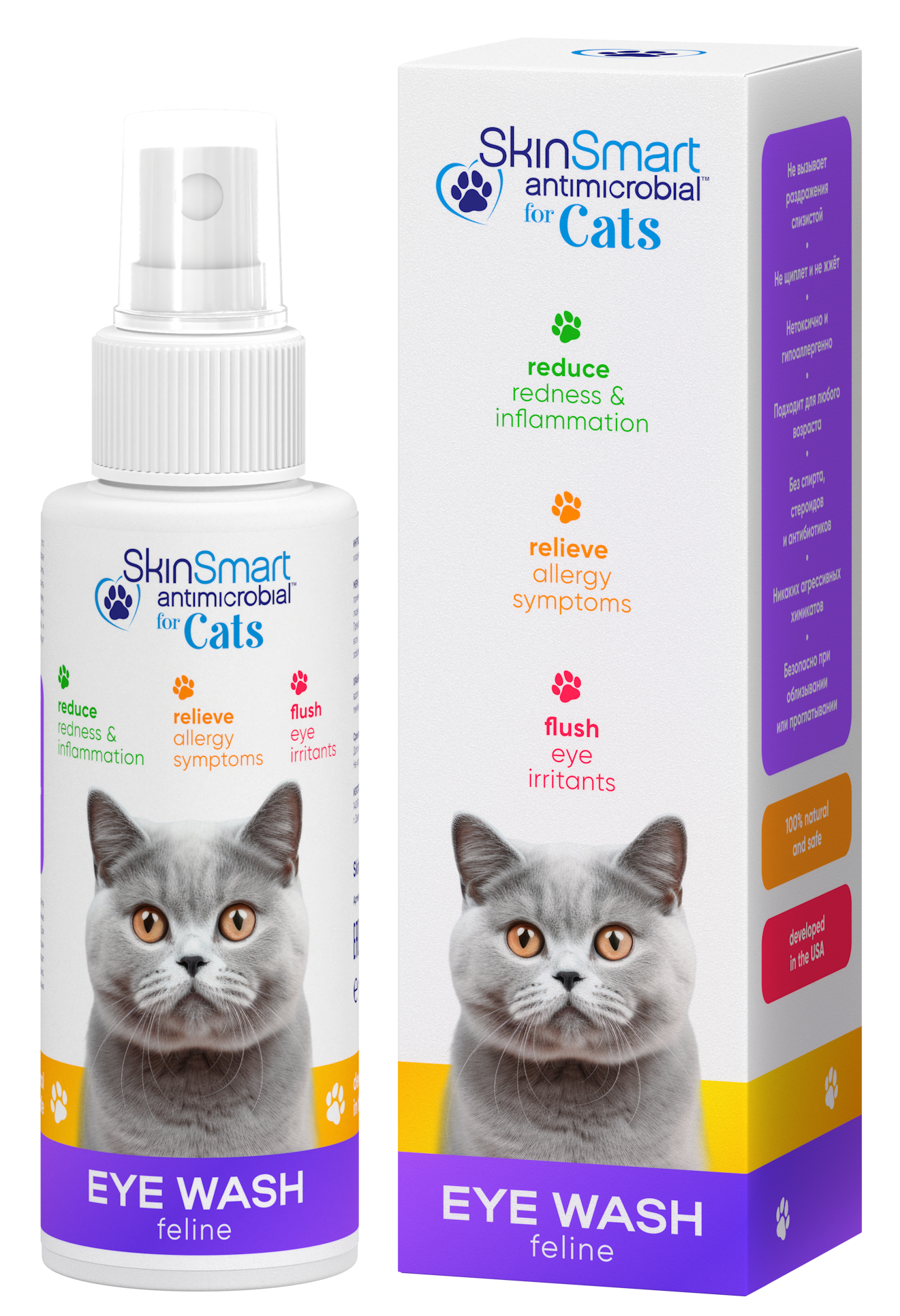 Капли глазные для кошек SkinSmart Antimicrobial for Cats Eye Wash, 100мл