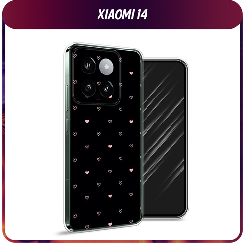 Силиконовый чехол на Xiaomi 14 / Сяоми 14 Чехол с сердечками силиконовый чехол на xiaomi 14 сяоми 14 черепа с цветами