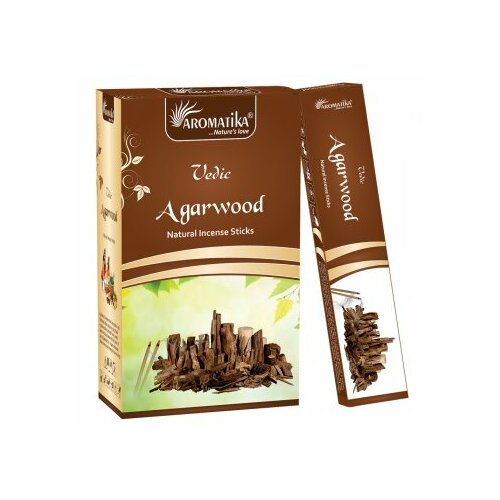 Vedic AGARWOOD Natural Incense Sticks, Aromatika (агаровое дерево натуральные ароматические палочки, Ароматика), 15 г.