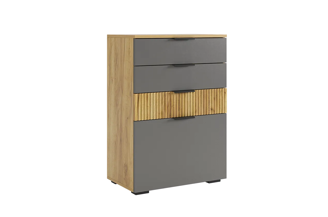 фото Комод Мебельсон Бери дуб крафт золотой/графит