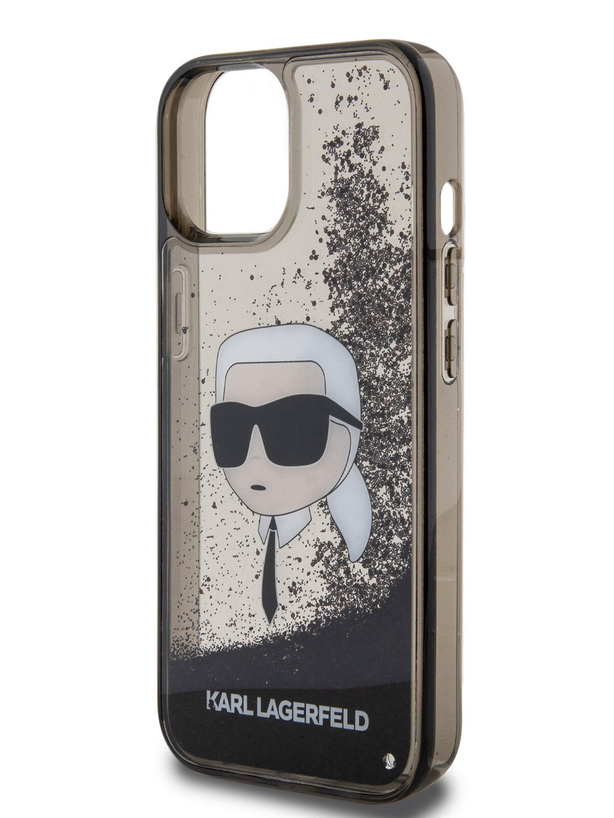 Lagerfeld для iPhone 15 чехол Liquid Glitter NFT Karl head Hard Black