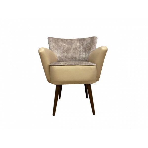 Кресло Свейн размер 66 х 70 см, наружная часть экокожа цвет перламутрово-бежевый, внутренняя часть текстиль цвет мокка