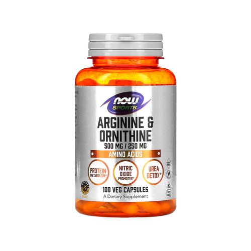 Now Arginine & Ornithine 500/250 mg 100 caps now arginine 500 mg