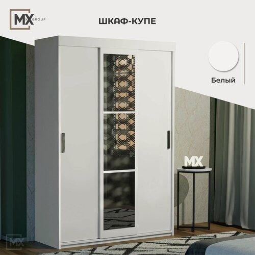 Изображение товара Шкаф-купе Тайм-5/Томас/Тео/ Брауни/ Регина Белый ЛДСП, с зеркалом, полками, штангой 1310х2000х504 мебельный РАЙ