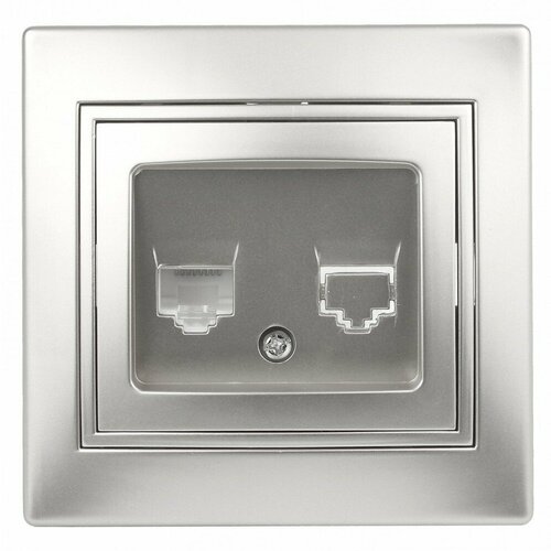 Intro 1-303-03 Розетка информационная RJ45 IP20 СУ Plano алюминий 102002400 Б0030086 100 шт 39400₽