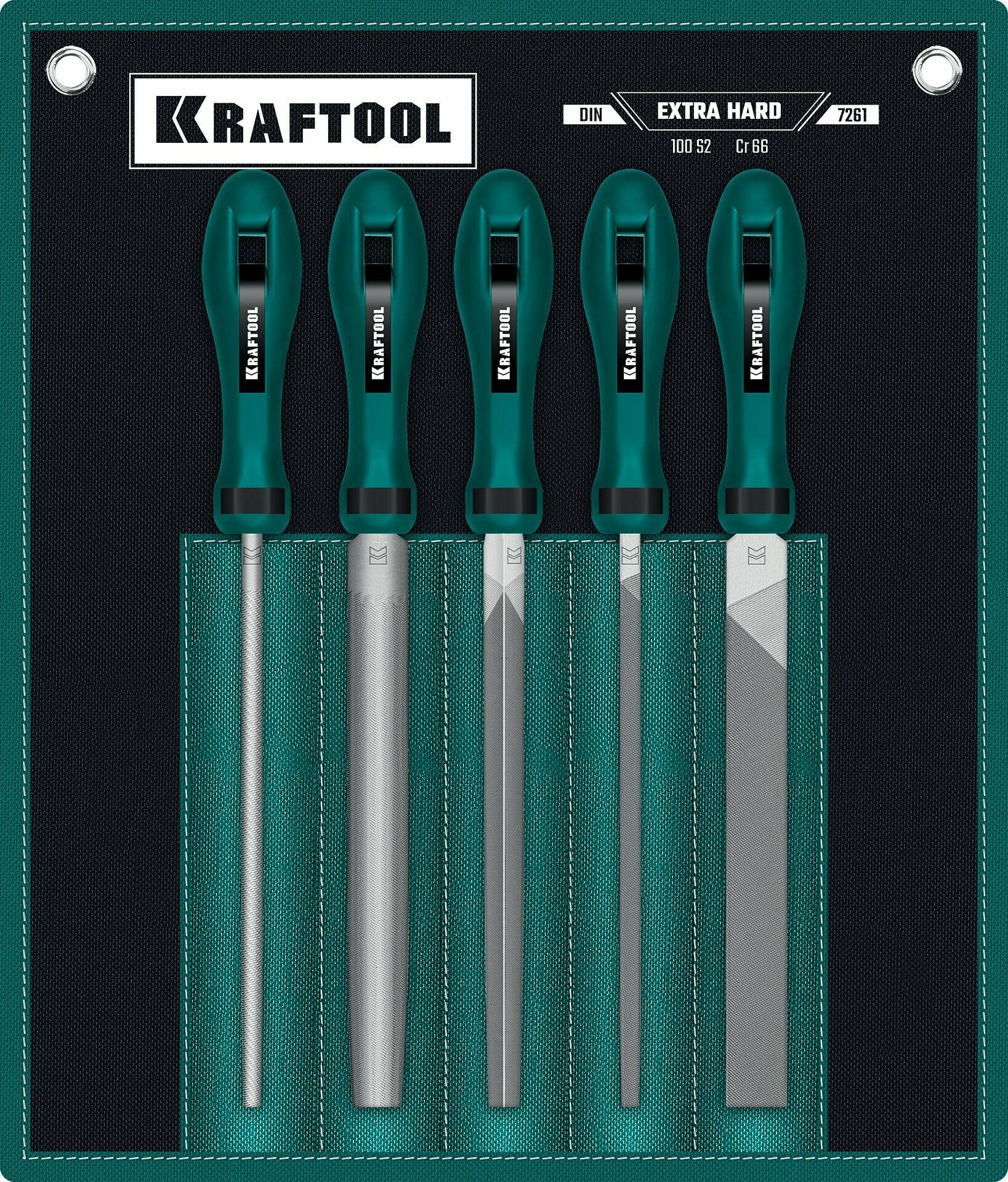 KRAFTOOL ALLIGATOR набор напильников, двухкомпонентная рукоятка, 200 мм