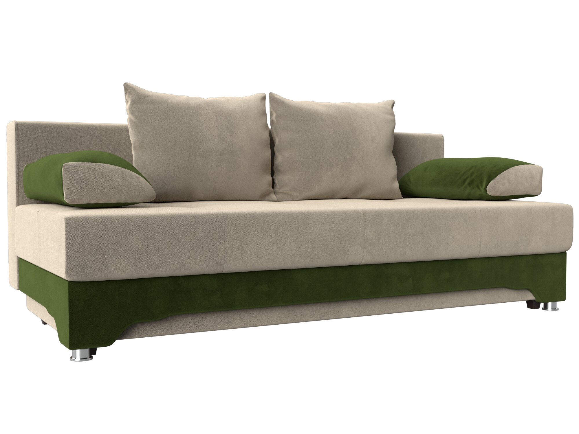 фото Диван прямой Ник-2, экокожа, механизм еврокнижка, бежевый, 191x91x80см. Хит Диванов