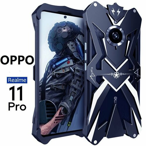 Противоударный чехол MyPads для OPPO Realme 11 Pro, металлический, черный противоударный ударопрочный чехол бампер пенал mypads heavy для realme q3s realme q3t oppo k9s синий