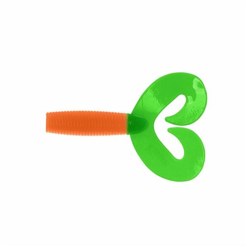 credo double tail lime  orange Твистер Helios Credo Double Tail Orange & Green, 9 см, 5 шт. (HS-28-025)