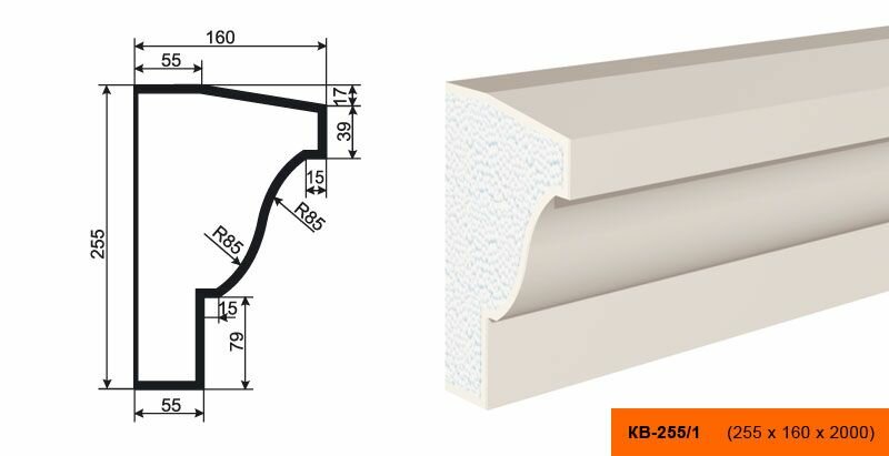 Lepninaplast КВ-255/1 фасадный карниз из пенополистирола