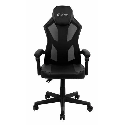 Кресло игровое Оклик -121G черный сиденье черный искусст. кожа/сетка с подголов. крестов. пластик черный