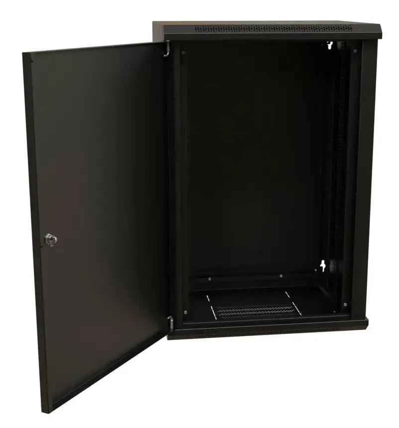 Шкаф серверный 19", 18U WRLine 908x600х450мм, цельнометаллическая дверь с замком, цвет черный (RAL 9004) (разобранный) - фото №3