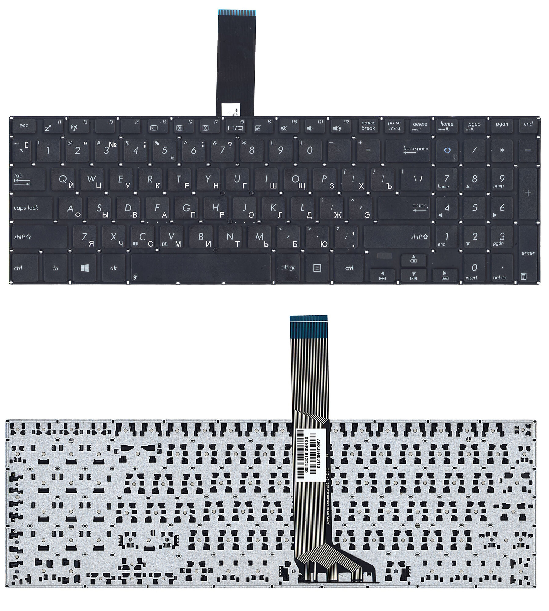 Клавиатура для Asus Vivobook K551LB, черная, плоский Enter