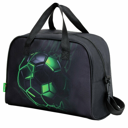 Сумка для занятий Brauberg Kids с ручками, плечевой ремень, 35x25x15 см, Green ball, 272377 черный