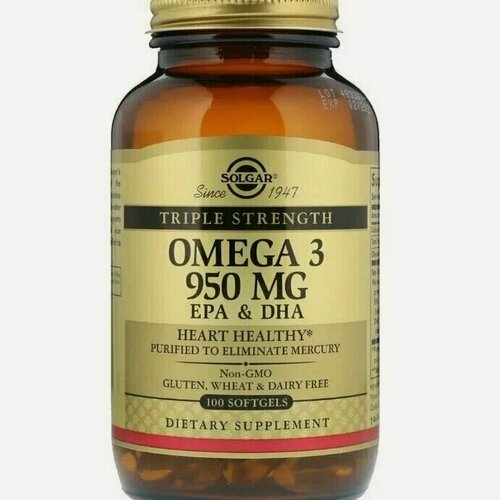 Изображение товара Solgar, Omega 3 "Омега-3", 950 мг, 100 капсул.