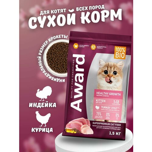 корм сухой go для кошек и котят беззерновой с курицей индейкой уткой Сухой корм для котят с индейкой и курицей 1,5 кг