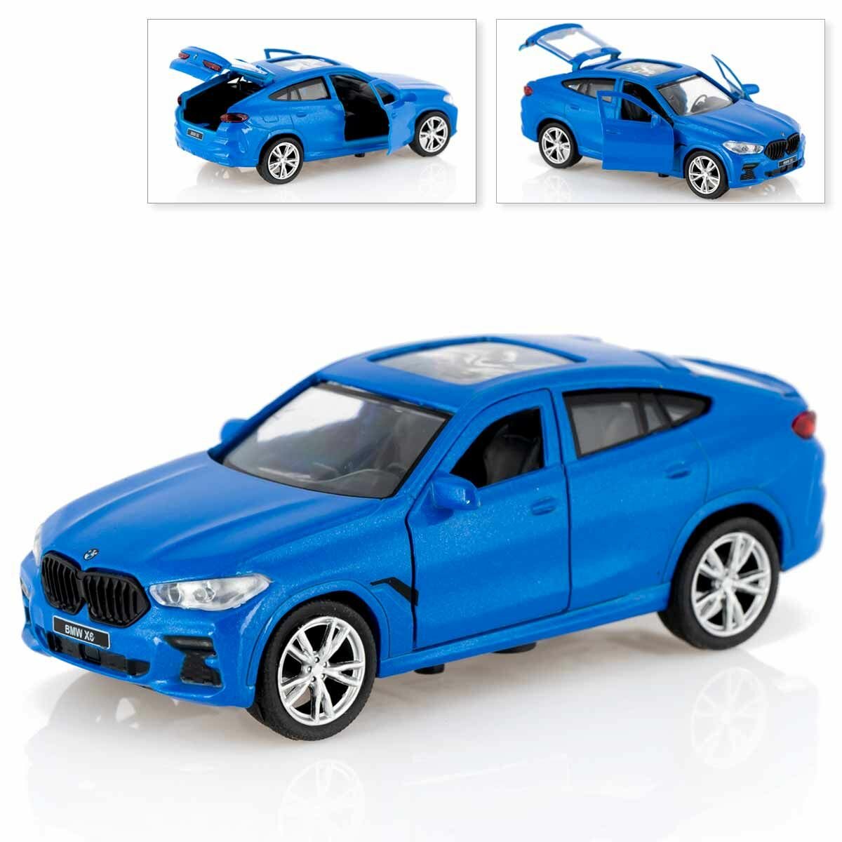 Машинка BMW X6, коллекционная, металлическая, синяя, Технопарк, 12 см