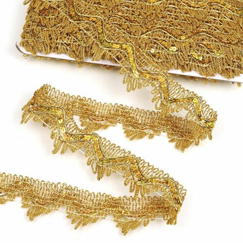 Тесьма отделочная металлизированная шир.40 мм цв. золото (13,7 метров)