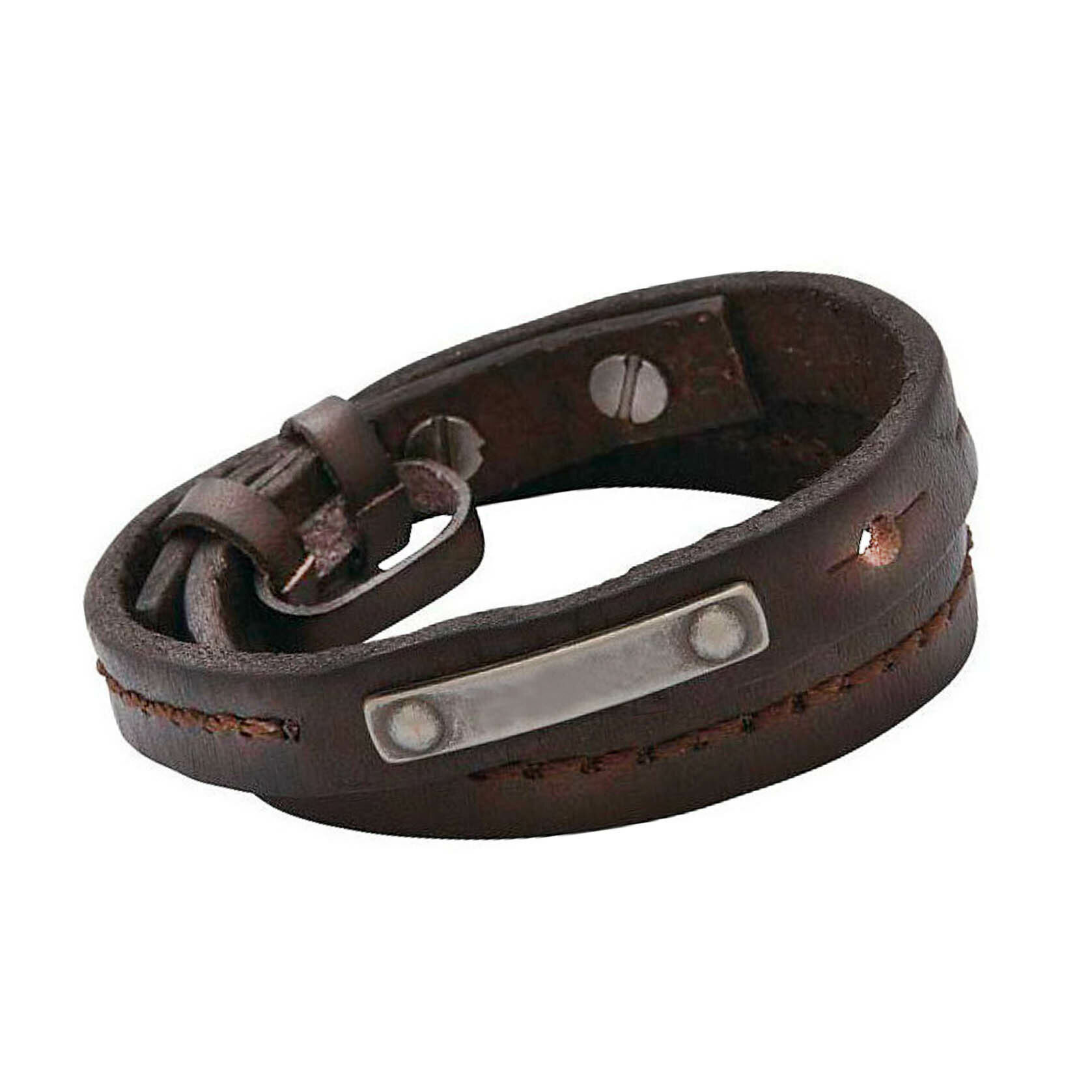 Браслет Мужской браслет кожаный коричневый - на кобурных винтах - Solid Belt -, кожа