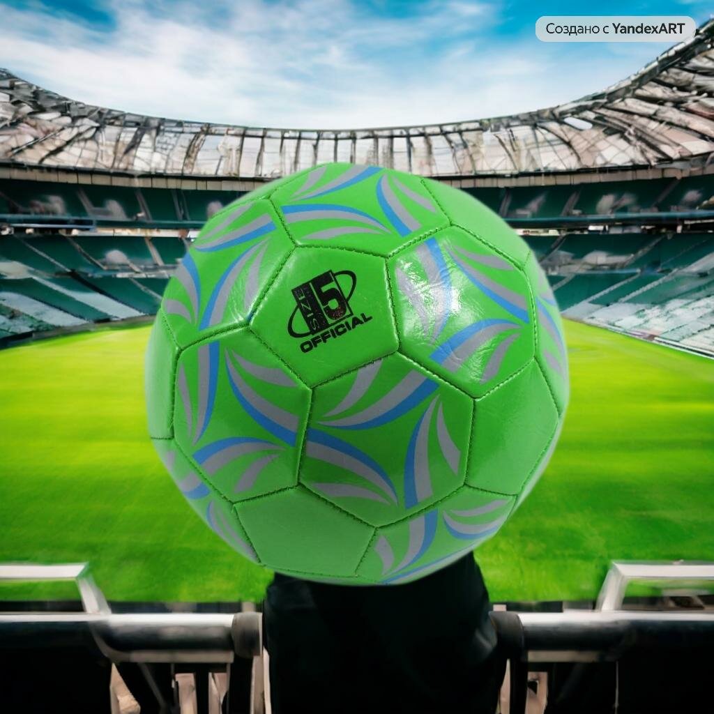 Мяч футбольный, машинная сшивка, PVC, размер 5, 290 г, (1 шт) зеленый/серый