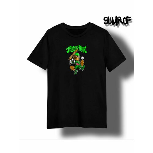 Футболка Zerosell обезьянка бейсбол, размер S, черный мужская футболка бейсбол s зеленый