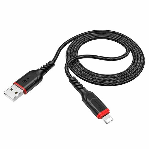 Usb Кабель-зарядка Lightning Hoco X59 Victory 2м 2.4А в тканевой оплётке чёрный кабель usb type c hoco x59 victory 3 0a 1 0м красный