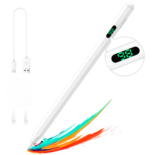 Магнитный универсальный стилус для iOS/Android/Windows с индикатором заряда/ White