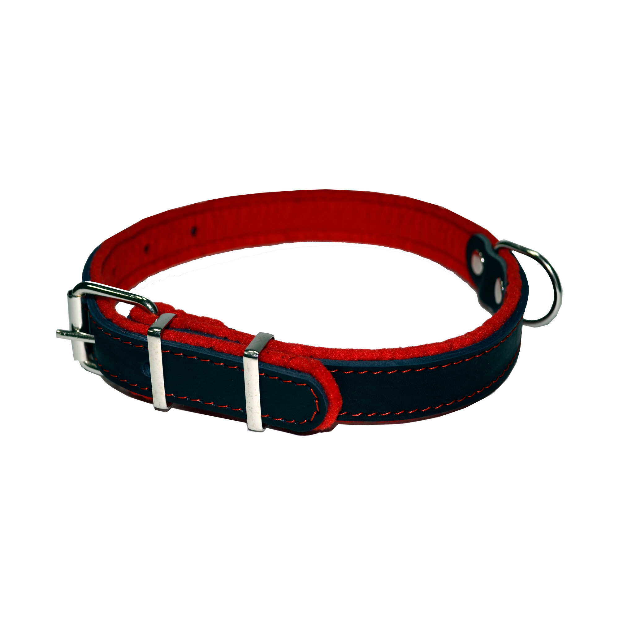 Ошейник аркон кожаный для собак Фетр черно-красный (40-54 см/25 мм)