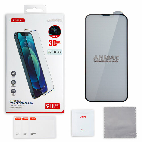 Защитное стекло iPhone 14 Plus (6.7) ANMAC 3D матовый с сеточкой