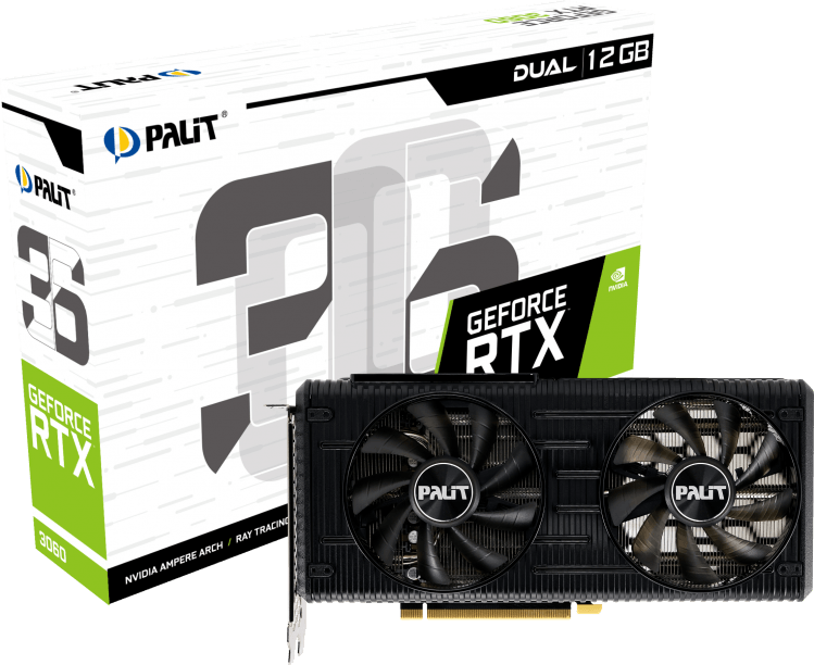 Видеокарта Palit GeForce RTX 3060 Dual 12 GB (NE63060019K9-190AD), Retail