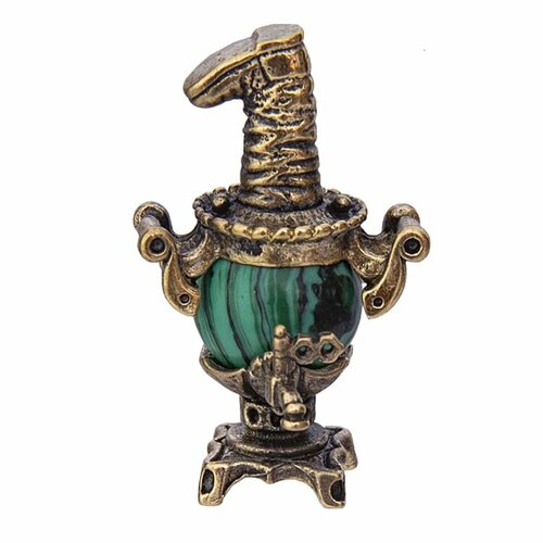 Фигурка с малахитом Самовар с сапогом 5 см