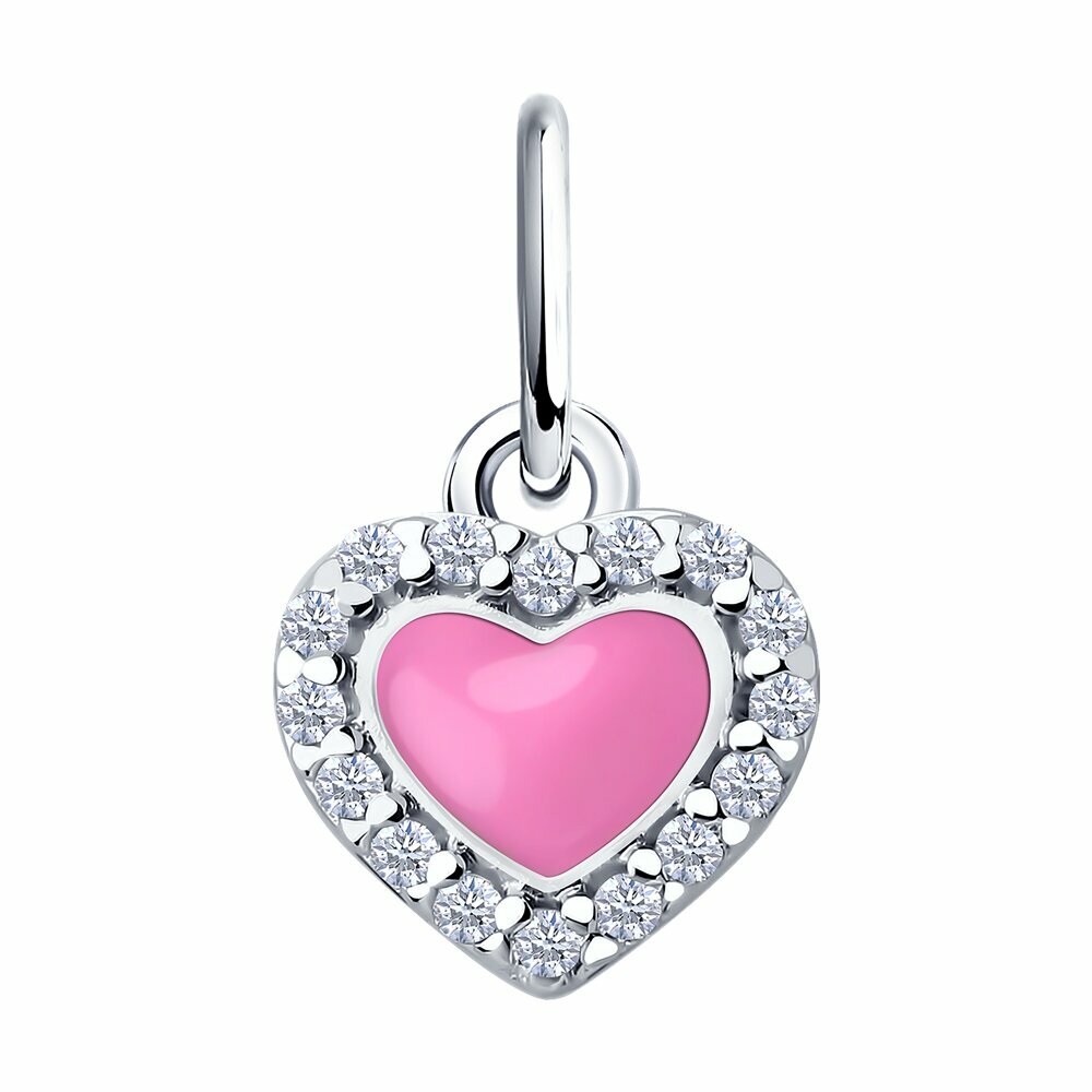 Подвеска Diamant, серебро, 925 проба, родирование, эмаль, фианит