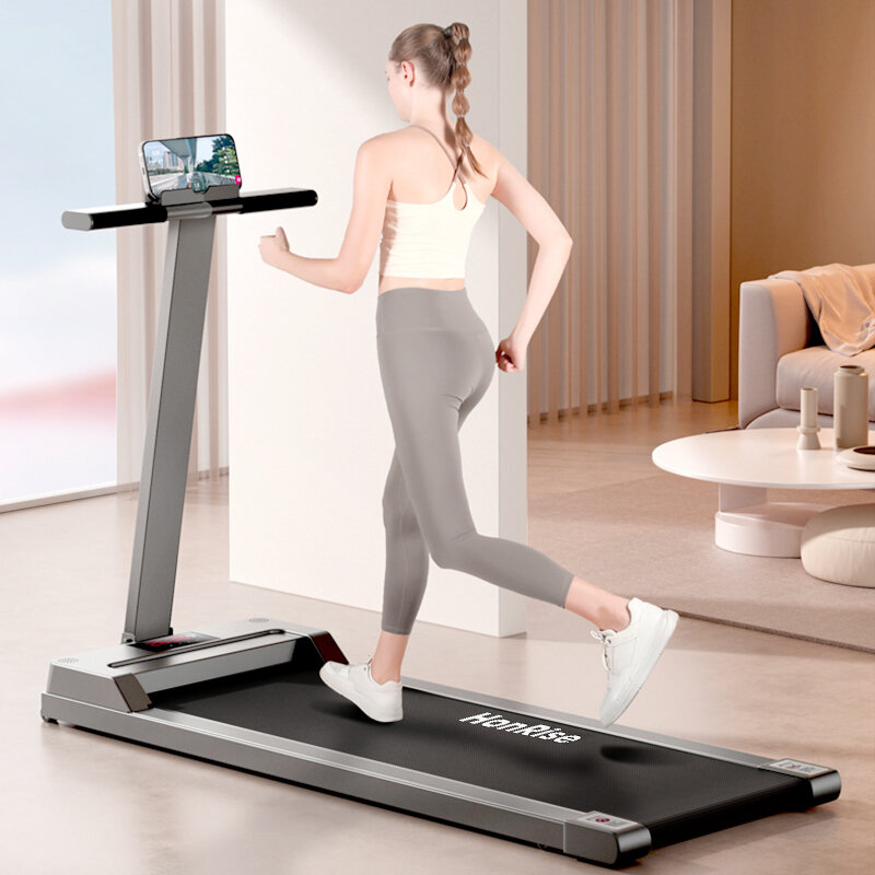 фото HonRise Складная электрическая беговая дорожка 2 в 1 для домашнего офиса, настольная беговая дорожка для ходьбы, бега, бега со светодиодным дисплеем, пультом дистанционного управления, держателем IPD