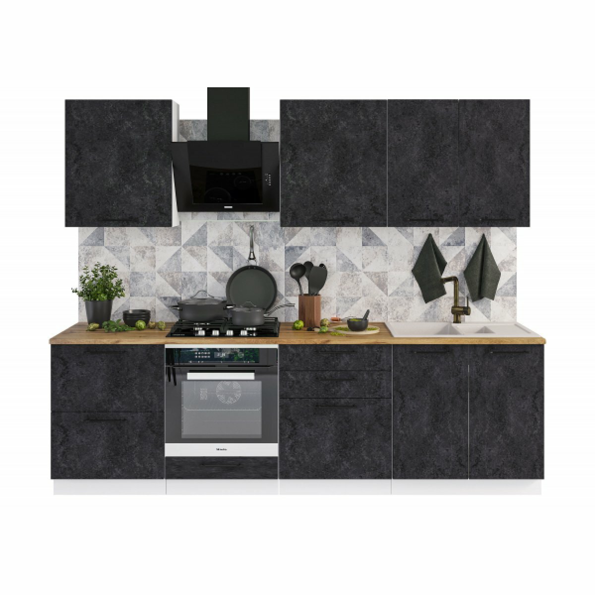 фото Модульная кухня Нувель 2,6 м - бетон черный