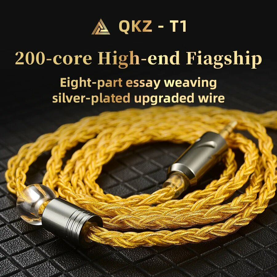 Кабель для наушников QKZ T1 с разъемом 3,5 мм, 2-контактный разъем 0,75 мм, проводные наушники для ZXN ZXT ZX2 ZAX2 KZ EDX ZSN Pro X TRN MT1, T1 Blue