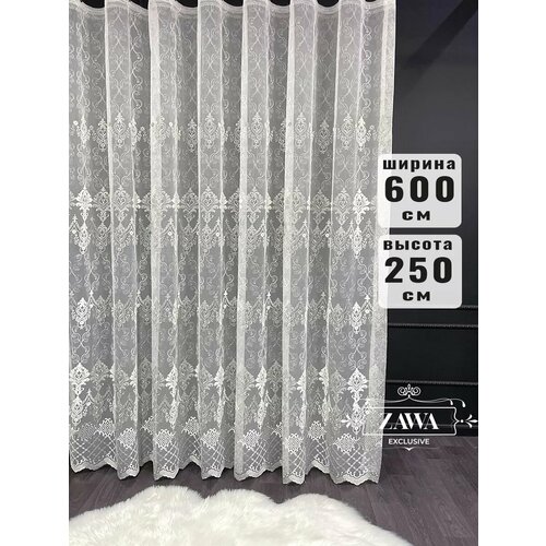 Тюль бамбук с вышивкой 600x250