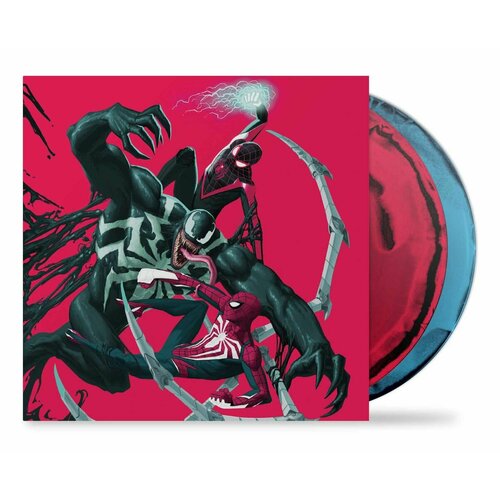 Marvel's Spider-Man 2 OST (2000шт в мире Red-Blue-Black Swirl Playstation Limited Soundtrack) Цвет: Красно-Черный и Сине-Черный Вихрь, Виниловая Пластинка, Саундтрек Марвел Человек-Паук
