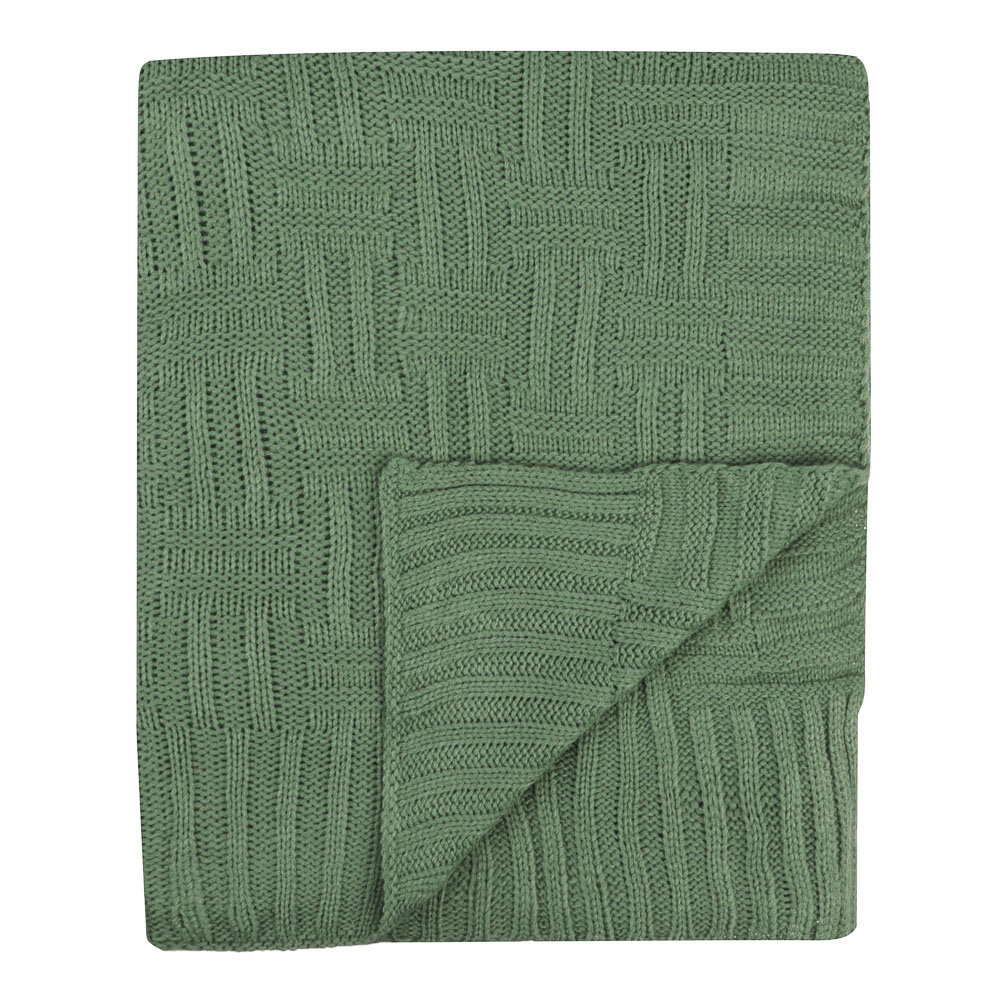 фото BY COLLECTION Плед вязаный 130х170см, 100% акрил, зеленый
