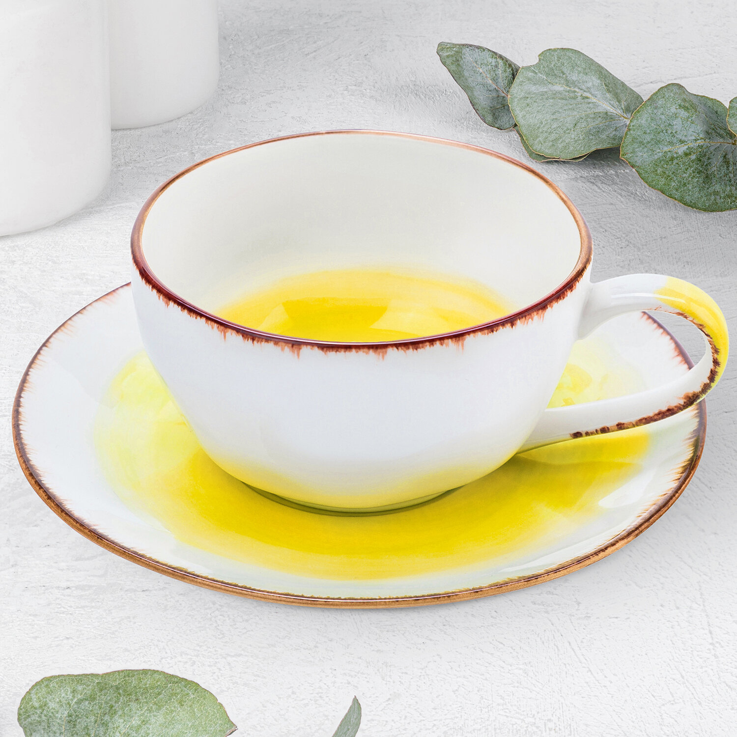 фото Чайная пара / чашка с блюдцем / кружка для чая, кофе 250 мл 13х9,5х5,5 см Elan Gallery Кантри