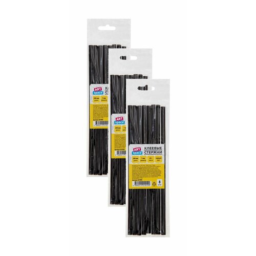 Набор из 3 шт - Клеевые стержни ArtSpace диаметр 7мм длина 200мм черные набор 8шт европодвес 739₽