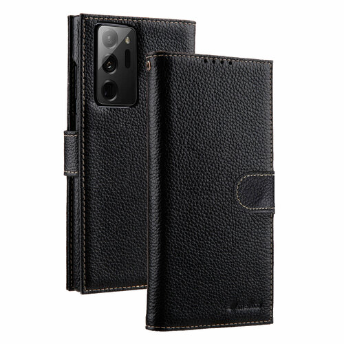 фото Кожаный чехол-книжка melkco для samsung galaxy note 20 ultra, черный