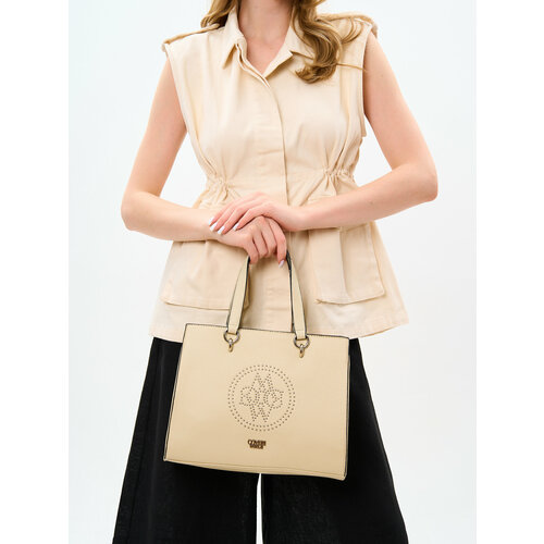 Сумка шоппер Coveri World, фактура гладкая, серый, бежевый