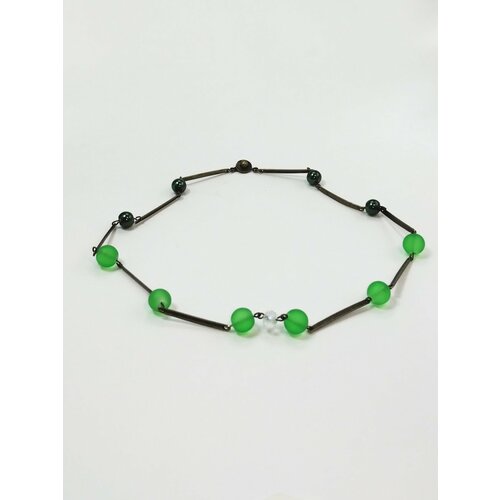 Колье Piperita, длина 47 см, зеленый, коричневый