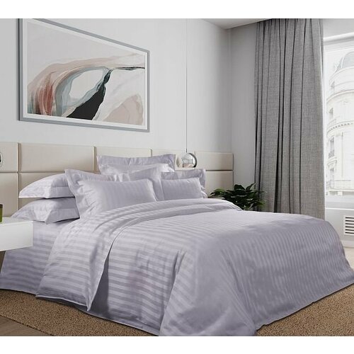 Постельное белье Legends семейный, страйп-сатин, Серый